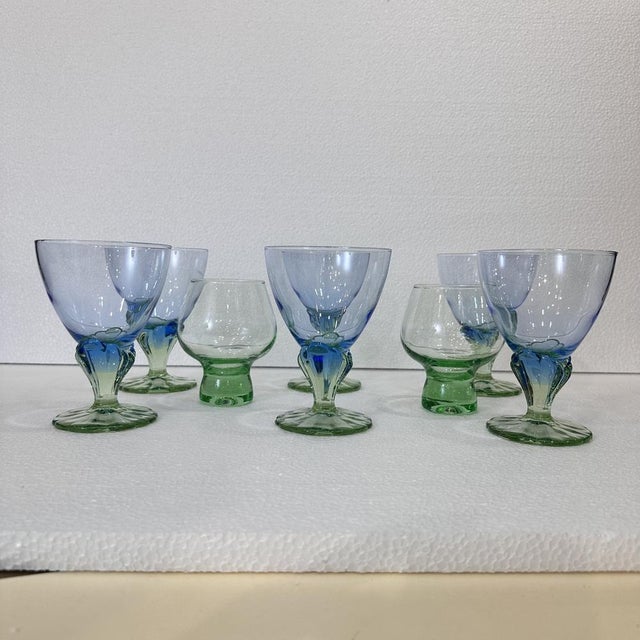 Postmodern Bahia Glass Set in Blown Glass by Bormioli Rocco, Italy, 1980s, Set of 8 For Sale - Image 4 of 18