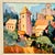 1963 Vintage Impressionist Rustic European Original Oil Painting, ‘Provincial Village’ by Patsy Smith For Sale - Image 12 of 13
