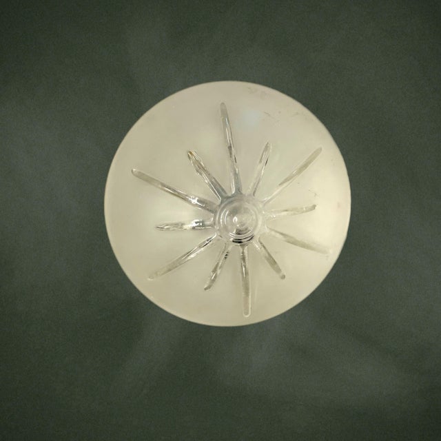 1950s 1950’s Sunburst Satin and Clear Glass Flush Mount For Sale - Image 5 of 6