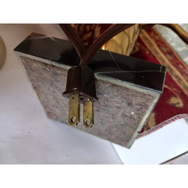 Stone 1960s French Empire Revival Mid Century Brass 2 Arm Table Lamp Marble Base For Sale - Image 7 of 12