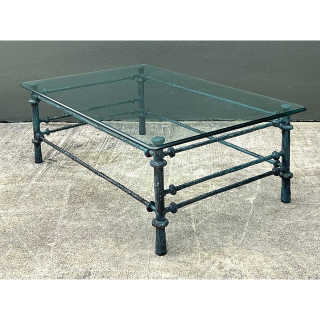 Vintage Patinated Wrought Iron Coffee Table After Giacometti For Sale - Image 12 of 12