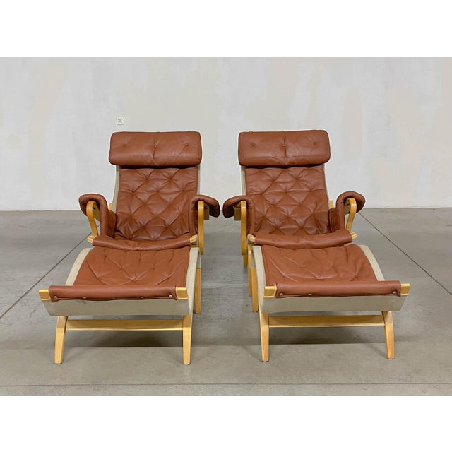 Pernilla 69 Lounge Chair with Ottoman by Bruno Mathsson for Dux, 1990s, Set of 4 For Sale - Image 13 of 18