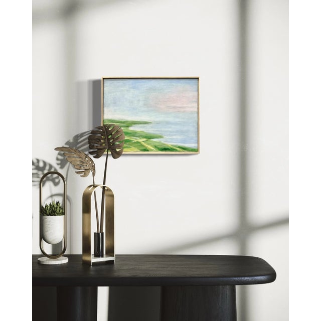 Blue "Sun Sea Day" Contemporary Landscape Painting by Ben Junta, Framed For Sale - Image 8 of 10