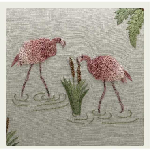 Chelsea Editions British made “cushions “/ pillows. Brand new. Pale sea foam green linen background with hand embroidery...