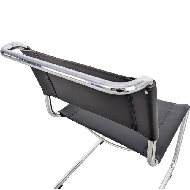 Mid-Century Modern Bauhaus Cantilever Black Chairs S33 by Mart Stam for Thonet, Set of 5 For Sale - Image 3 of 11