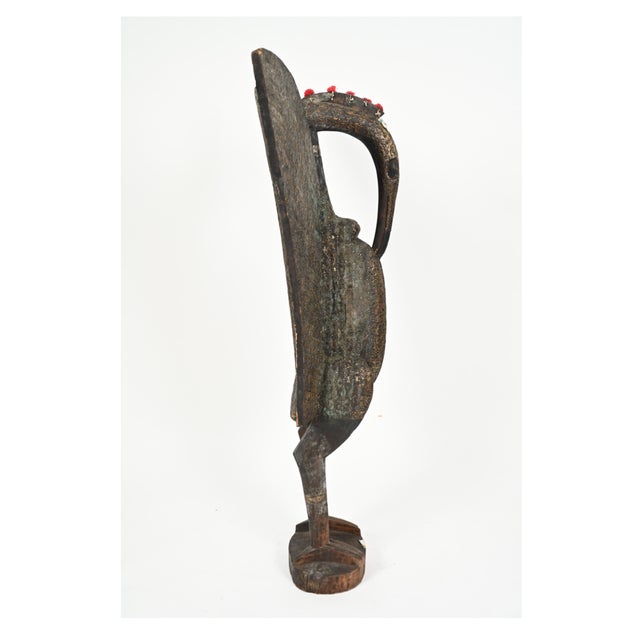 African Vintage Carved Wooden West African Senufo Hornbill Bird Sculpture For Sale - Image 3 of 17