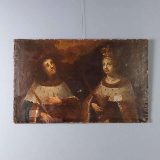 Portraits of Queen and Prince, Oil Painting on Canvas For Sale - Image 12 of 12