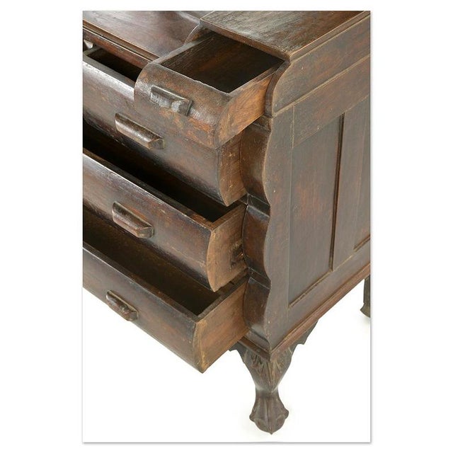 Antique 20th Century Carved Wooden Dressing Table with Mirror For Sale - Image 3 of 9