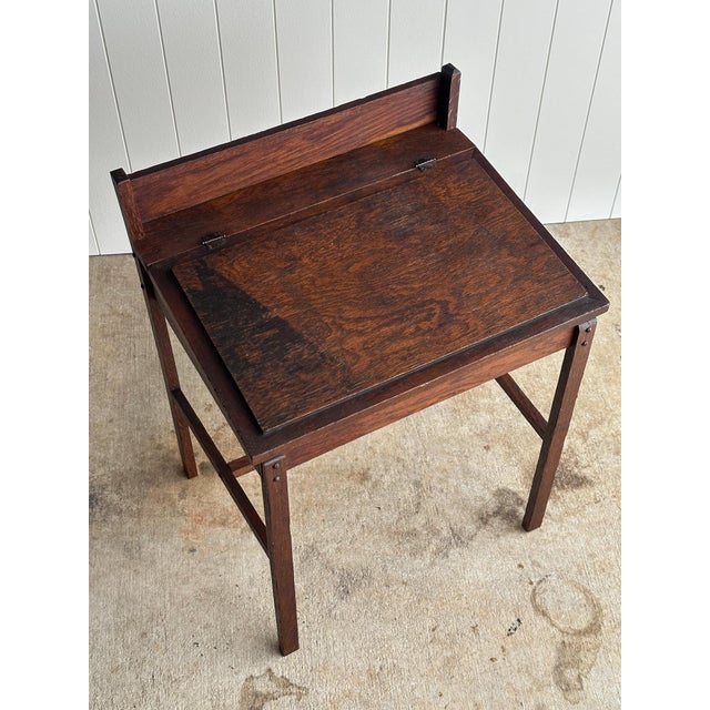 19th Century Oak Schoolhouse Writing Desk, C. 1890 For Sale In Greensboro - Image 6 of 18