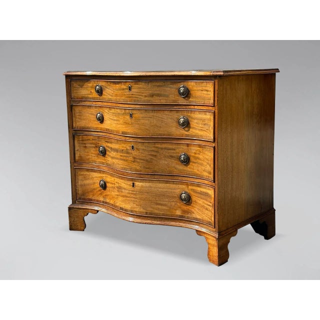 Antique George III Serpentine Chest of Drawers, 1790 For Sale - Image 12 of 13