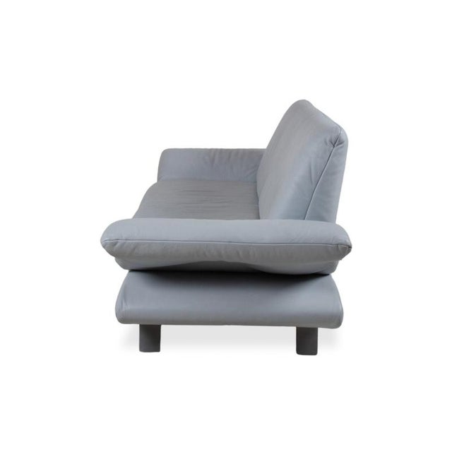 Leather Three-Seater Blue Ice Blue Manual Function Sofa by Koinor Rossini For Sale - Image 15 of 16