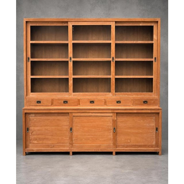 Metal Large Teak Display Storage Cabinet For Sale - Image 7 of 7