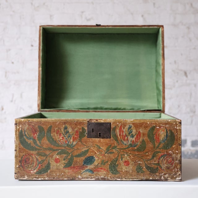 Late 18th-century French wedding box, handpainted with delicate motifs and rich patina from age. Traditionally used to...