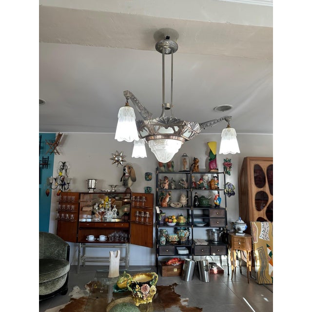 Art Deco Chandelier, 1930 For Sale - Image 4 of 14