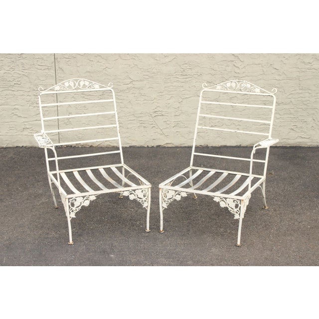 Vintage Quality Wrought Iron Three Piece Outdoor Patio Sofa For Sale - Image 11 of 12