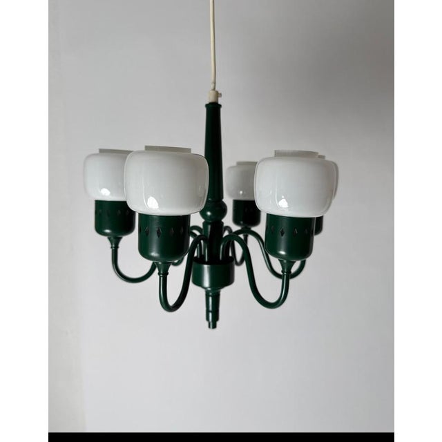 Forest Green Model 526 Chandelier attributed to Hans-Agne Jakobsson, Sweden, 1970s For Sale - Image 3 of 14