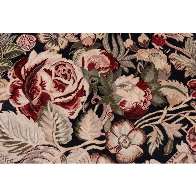 Art Nouveau Inspired 1990's Pak-Persian Black/Tan Wool Rug - 10'1'' X 14'0'' For Sale In New York - Image 6 of 9