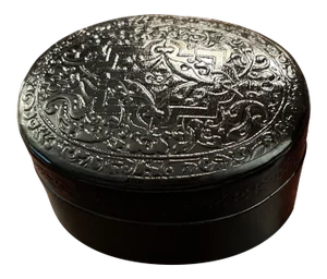 Mid 20th Century Italian Embossed Leather Oval Box