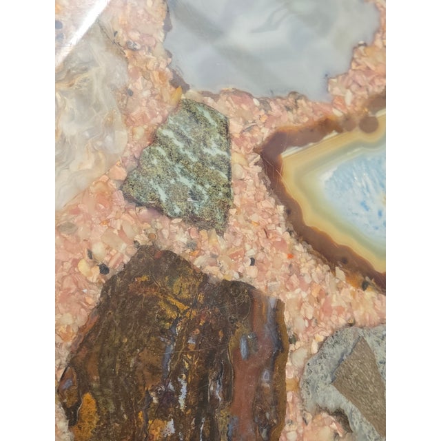 Vintage Semi-Precious Stones Lucite Encased Coffee Table Folk Art Boho Chic Mid-Century MCM For Sale In Phoenix - Image 6 of 10