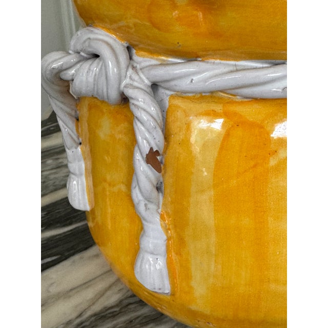 Made in Italy Trompe L’Oleil Lemon Yellow Cache Pot For Sale - Image 9 of 12