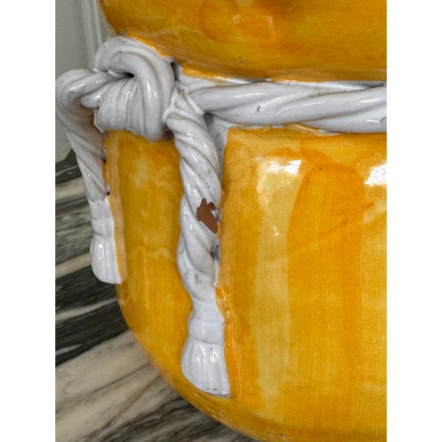 Made in Italy Trompe L’Oleil Yellow Cache Pot For Sale - Image 9 of 12