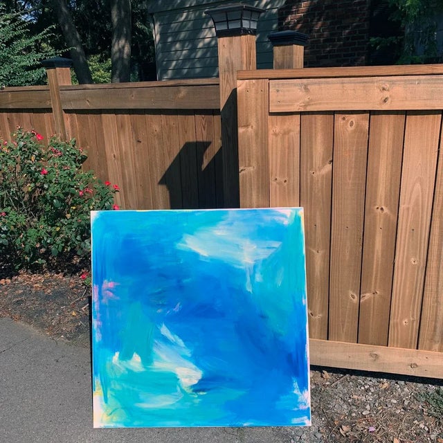 2020s "Jet Stream" by Trixie Pitts Large Abstract Expressionist Seascape Oil Painting For Sale - Image 5 of 12