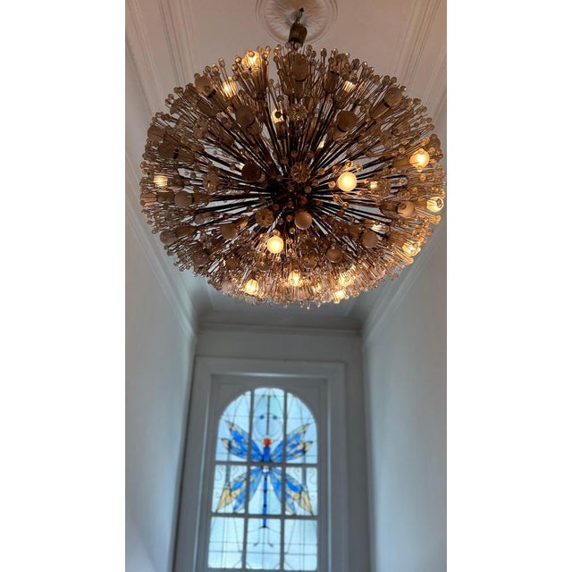 1950s Large Oval Glass and Brass Flower Chandelier attributed to Emil Stejnar for Rupert Nikoll, Austria, 1950s For Sale - Image 5 of 18