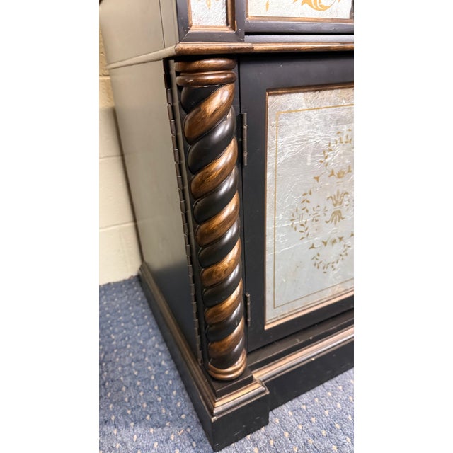 1990s Lillian August for Drexel Heritage Hollywood Regency Eglomisé & Parcel Gilt Credenza / Media Console For Sale - Image 9 of 11