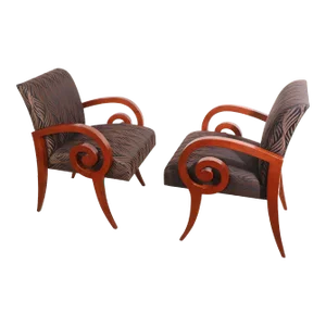 Pr. Decorative Scroll Arm Chairs by Bonaventure Furniture Industries