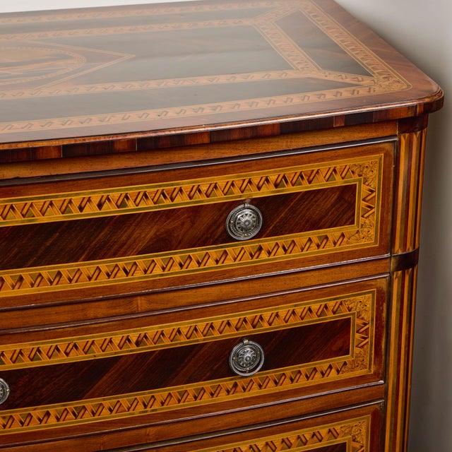 Wood Antique Italian Walnut and Pecan Inlaid Chest of Drawers For Sale - Image 7 of 10