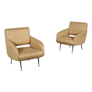 Armchairs in Foam & Leatherette, Italy, 1960s For Sale
