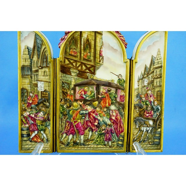 Capodimonte, Triptych Plaque Bas-Relief the Brawl, 1800s, Porcelain For Sale - Image 5 of 18