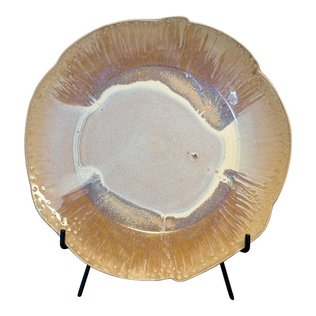 Mid 20th Century Mid-Century Modern Jacques Garnier Large Iridescent Platter, Signed For Sale
