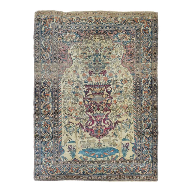 Antique Tehran Rug 4'4'' X 6'4'' For Sale