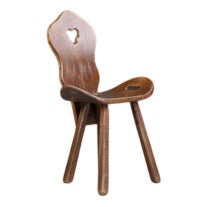 Brutalist Saddle Chair in Stained Beech, France, 1950s For Sale