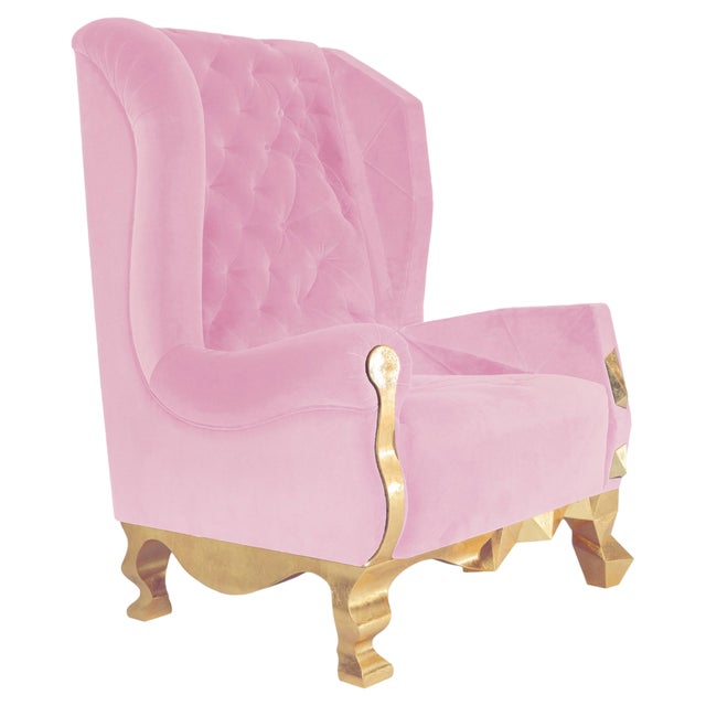Velvet Pink Rock Chair by Royal Stranger For Sale
