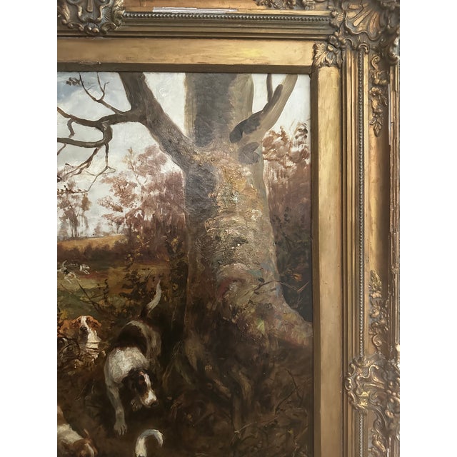 Large Hunt Scene Painting With Dogs by Arthur Alfred Davis For Sale - Image 4 of 9