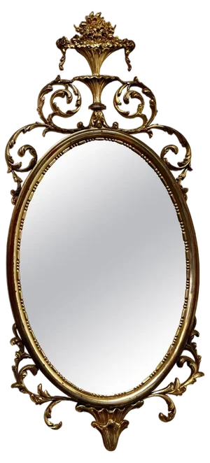 Large Gold Crested Oval Wall Mirror in Rococo Style, 1970
