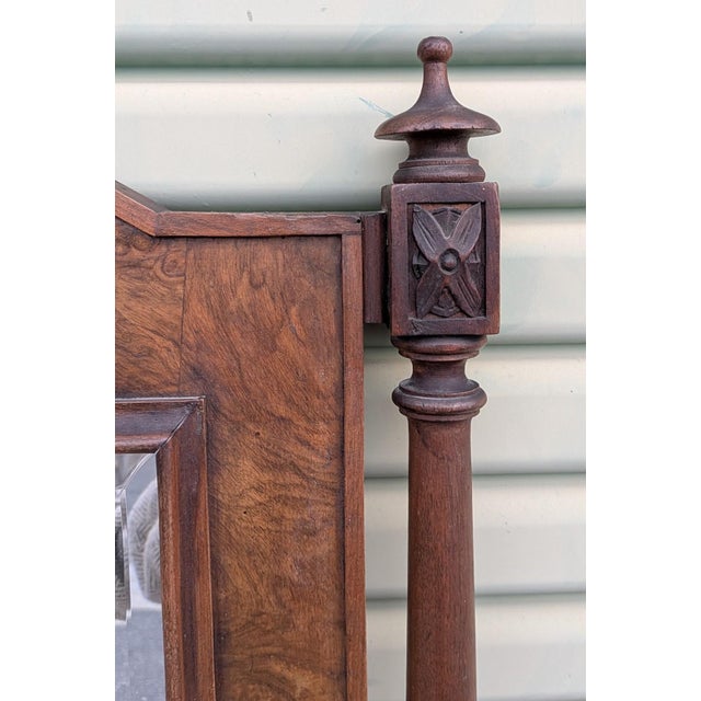 Antique Rococo Revival Crested Carved Oak Wall Mirrior For Sale - Image 4 of 8