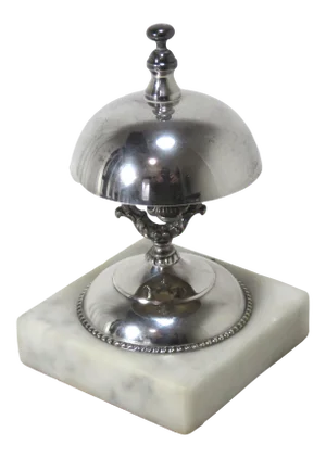 Antique Silverplate Brass & Marble Front Desk Bell
