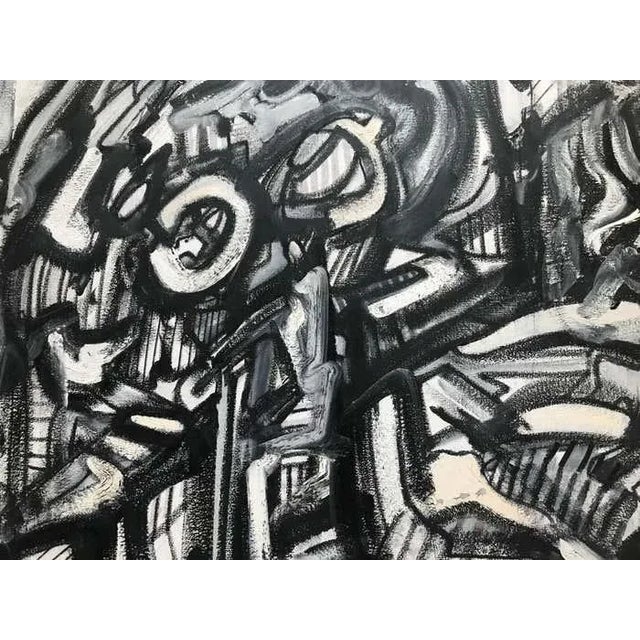 Abstract Black and White Acrylic Abstract by Shant Beudjekian For Sale - Image 3 of 5