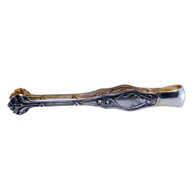 Leaf-Shaped Sugar Tongs in Embossed Silver For Sale - Image 9 of 9