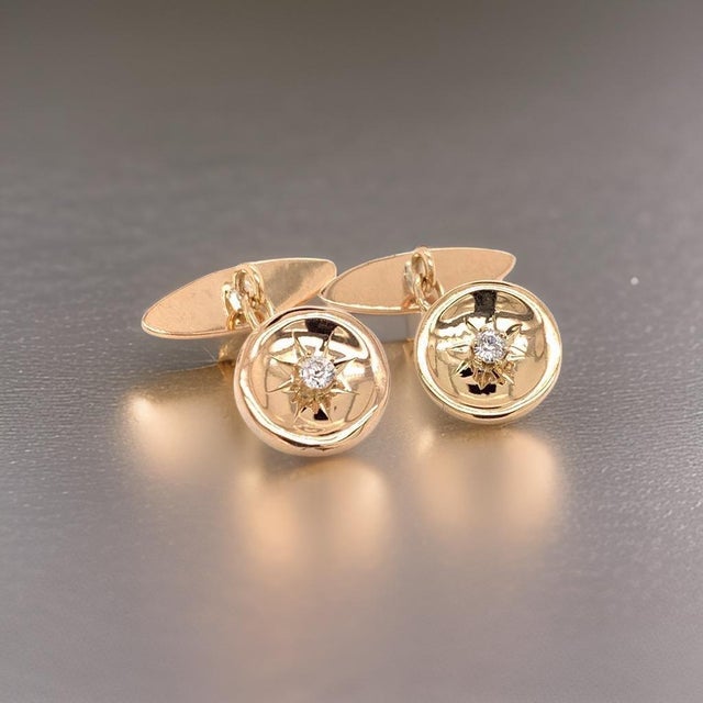 Diamond and 14 Kt Gold Cufflinks Certified $1,790 013379 This is a One of a Kind Unique Custom Made Glamorous Piece of...