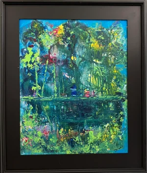 Abstract Forest Landscape Oil Painting – Bold Colors & Texture
