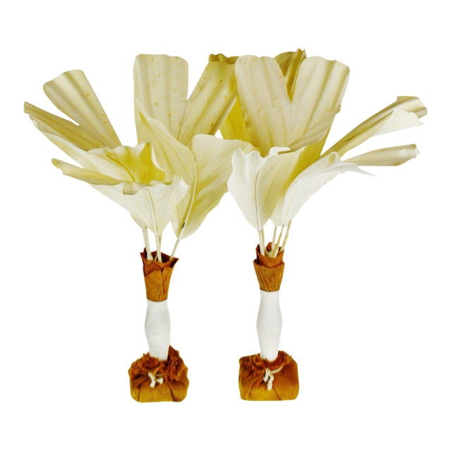 Vintage Burlap & Fabric Palm Tree Table Top Decor a Pair Chairish