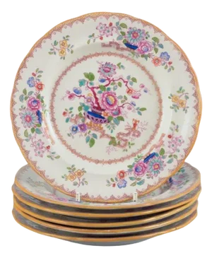 Plates in Faience, Ashworth, England, Set of 6