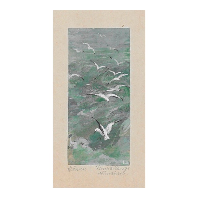 1920s Laura Lange Seagull Miniature Painting For Sale