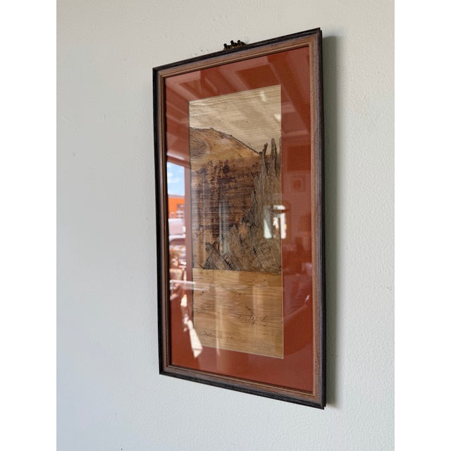 Vintage Hawaiian Banana Leaf Bark Art Landscape – Mixed Media Natural Fiber Collage, Wood Frame For Sale - Image 4 of 12