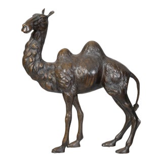 French Turn of the Century Cast Bronze Camel Statuette with Dark Patina, 1900s For Sale