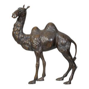 French Turn of the Century Cast Bronze Camel Statuette with Dark Patina, 1900s